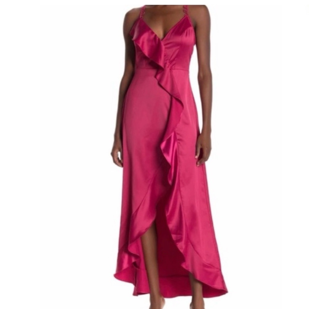 One one six Elegant Pink Ruffle Dress